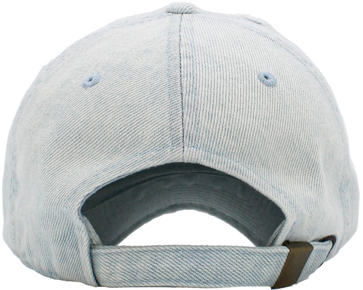 Light Denim Distressed Vintage Baseball Cap Back View